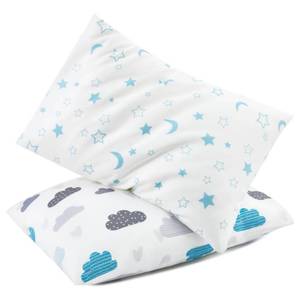 lot 2135 image: TILLYOU Toddler Pillowcase 2 Pack with Envelope Closure,Silky Soft Microfiber 13 x 18in Kids Travel Pillow Cases,Blue Clouds and Blue Stars - Retail $10in