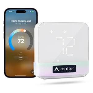 lot 2139 image: meross Smart Thermostat for Home, WiFi Thermostat Works with Matter, Alexa, Apple Home, Google Assistant, App and Voice Control, 7x24h Scheduling, Energy Saving, C-Wire Required - Retail $100