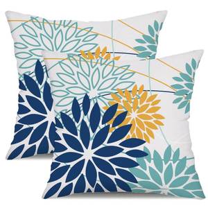 lot 2152 image: Dark Blue and Light Green Floral Pillow Covers 20x20 Set of 2 Outdoor Pillows Covers Waterproof Summer Pillowcovers Polyester Cushion Case Decor for Couch Patio Funiture Garden Porch 01T20 - Retail $18