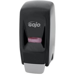 lot 2159 image: GOJO 800 Series Bag-in-Box Push-Style Lotion Soap Dispenser, Black, for 800 mL Lotion Soap Refills (Pack of 1) - 9033-12 - Retail $22