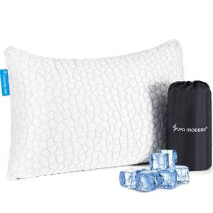 lot 2162 image: SUPA MODERN Cooling Bed Pillows for Sleeping 1 Pack Small Shredded Memory Foam Pillow Camping Travel Pillow - Compressible Medium Firm, Breathable Cover, ldeal Backpacking Hiking, Airplane and Car - Retail $20