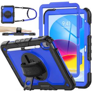 lot 2167 image: SEYMAC stock Case for iPad (A16) 11th10th Generation 11ftft10.9ftft 20252022, Full-Body Drop Protection Case with Screen Protector and360° Rotate Hand StrapStand, BlueBlack - Retail $30