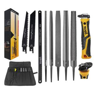 lot 2170 image: TOOLAN File Set, File and Saw Set. metal file,metal files tools for steel,Professional Steel File TriangleFlatHalf-RoundRound Files for MetalWoodPlastic,Woodworking, Blade Quick Change Mechanism - Retail $25