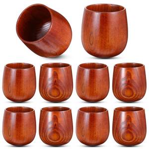 lot 2171 image: FdcZeyxior 10 Pack Wooden Cups, 5 Oz Japanese Tea Cups Handmade Wooden Coffee Mug Natural Wood Water Cup for Drinking, Milk, Wine, Coffee, Hot Drinks, 180ML - Retail $22