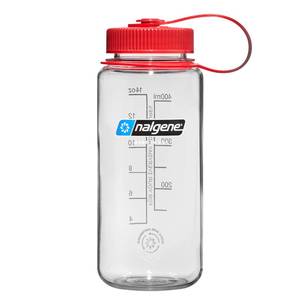 lot 2185 image: Nalgene Sustain Tritan BPA-Free Water Bottle Made with Material Derived from 50percent Plastic Waste (Using ISCC Certified Mass Balance), 16 OZ, Wide Mouth, Clear - Retail $15