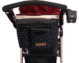 lot 2201 image: Miracle Baby Stroller Organizer Bag for Mom,Universal Stroller Storage Caddy Diaper Bag- Compatible with Most Stroller - Multifunctional Larg(Black White Star) - Retail $21