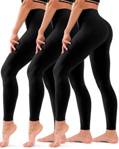 lot 2203 image: Hmuuo 3 Pack Leggings for Women High Waisted Tummy Control No See-Through Yoga Pants Workout Running Leggings L - Retail $20