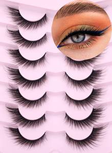 lot 2208 image: Fox Eyelashes False Lashes Dramatic Faux Mink Lashes Wispy 18mm Long Angel Wing Eyelash Lift Fake Eye Lashes Pack 7 Pairs - Retail $9