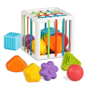 lot 2213 image: Aprilwolf Montessori Toys for 1 Year Old, Cube and 6 Sensory Shape Blocks, Baby Toys 12-18 Months, Developmental Infant Birthday Gifts for Learning Toddler Age 1 2 3 - Retail $13
