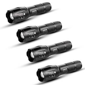 lot 2217 image: JARDLITE LED Emergency Handheld Flashlight, 4 Pack, Adjustable Focus, Water Resistant with 5 Modes, Best Tactical Torch for Hurricane, Camping, Dog Walking - Retail $21