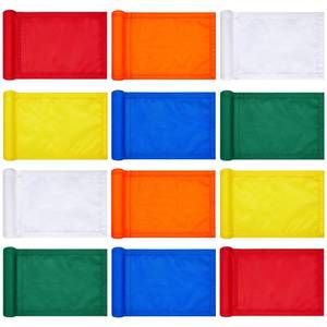 lot 2251 image: Colarr 12 Pcs Solid Golf Flag Target Flag with Tube Inserted Waterproof Putting Green Flags 420D Nylon Mini Pin Flags 8 l x 6in H for Yard Garden Backyard Outdoor Halloween Christmas Gift Kids - Retail $30in