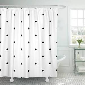 lot 2255 image: Emvency Shower Curtain Small Abstract Polka Dot Pattern with Trendy Cute Black and White Monochrome Bubble Child Waterproof Polyester Fabric 72 x 72 inches Set with Hooks - Retail $18
