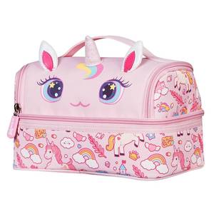 lot 2263 image: NOHOO Kids Insulated Lunch Bag Small Cute Reusable Pink Unicorn Food Box Bag for Girls Toddler Preppy School Kindergarten Daycare Use - Retail $21