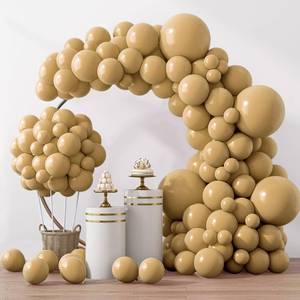 lot 2269 image: RUBFAC 129pcs Light Brown Balloons Different Sizes 18 12 10 5 Inch Latex Tan Balloon Kit for Birthday Party Baby Shower Wedding Anniversary Decoration - Retail $8