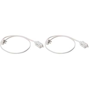 lot 2272 image: Amazon Basics Extension Cord with Multiple Outlets, 3 ft 2-Prong Indoor Power Strip, Flat Plug, 13 Amps, 1625 Watts, 125 VAC, White, 2-Pack - Retail $6