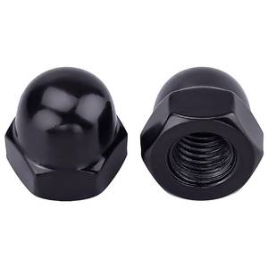 lot 2273 image: 12-13 Hex Head Acorn Cap Nuts, 304 Stainless Steel 18-8 Hexagon Head Acorn Dome Cap Nuts, Black Oxide Finish, Hex Drive, 10 PCS - Retail $13in