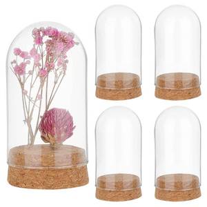 lot 2275 image: PH PandaHall 4pcs Glass Display Dome Cloche, Glass Bell Jar with Cork Base Small Glass Bottles Dome Decorative Jars Display Case for Flower Storage Home Christmas Party Favor Decoration, 1.85x3.35inch - Retail $12
