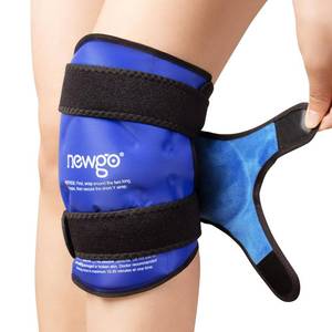 lot 2317 image: NEWGO Ice Pack for Knee Injuries Reusable, Knee Ice Pack Wrap Around Entire Knees for Replacement Surgery Recovery, Gel Cold Pack Wrap for Meniscus Tear, ACL, Swelling Pain Relief - Blue - Retail $20