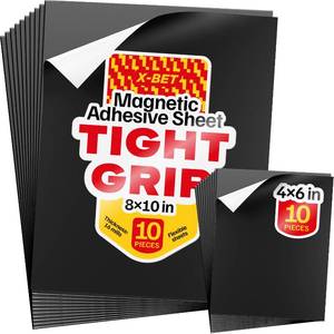 lot 2330 image: Strong Self-Stick Adhesive Magnetic Sheets 20 Pcs (Mix of Sizes) � Customizable Magnetic Paper for Photo, Magnet Stickers, Labels, Crafts for Fridge, Lockers, Whiteboards, Office, Projects - Retail $13