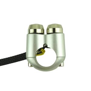 lot 2331 image: 2 Buttons Aluminum Motorcycle Handlebar Switch Turn Signal Horn Headlight Starter Power Control for 1 Inch or 78 inch Handlebar Bobber Cafe Racer Chopper (Silver, Fit 1 inch Handlebar) - Retail $43