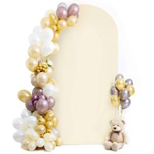 lot 1999 image: HEMMOTOP 7.2 ft Light Beige Arch Backdrop Cover (No Arch Stand), Ivory Spandex Arch Covers Stretchy Backdrop for Balloon, Wedding, Birthday Party, Baby Shower, Banquet Arch Decoratio - Retail $25