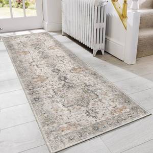 lot 2059 image: GENIMO Runner Rug 2x5 Non Slip Machine Washable Vintage Hallway Runner Rug, Low Pile Lightweight Rugs for Entryway, Hallway, Kitchen and Corridor, Light Taupe Brown - Retail $30