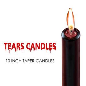 lot 2064 image: Topsics 2PCAK Bleeding Taper Candles, 10 inch Tears Candle, Bleeding Candlesticks for Halloween, Horror Themed Candles - Retail $9