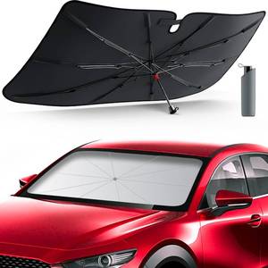 lot 2071 image: Upgrade DMJN Umbrella Windshield Sun Shade, Nano-Ice-Crystal Coatings Umbrella Sunshade for Car - Protect Interior from UV and Keep Car Cooler (Small) - Retail $44