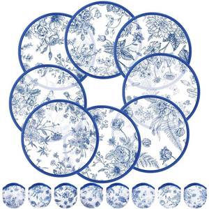 lot 2085 image: Chunful 24 Pcs Wedding Blue Floral Foldable Flying Disc Fans Bulk Wedding Favors for Guests Round Handheld Compact Cooling Fans for Bridal Baby Shower Summer Party Favors, 8 Style&nbsp