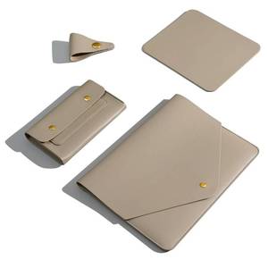 lot 2102 image: Benfan PU Leather Laptop Sleeve Compatible with New 15.3 inch MacBook Air 2023 2024, Surface Laptop 15, Surface Book 13.5, Surface Laptop Studio Color Khaki - Retail $32