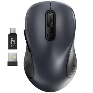 lot 2109 image: Trueque Wireless Mouse for Laptop, 2.4GHz Ergonomic Computer Mouse with Back and Forward Buttons, 3 Adjustable DPI Levels, 6 Buttons, Optical USB Cordless Mice for Windows PC (Gray, 1 Pack) - Retail $10
