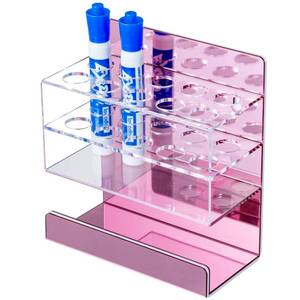 lot 2380 image: MyGift Dry Erase Marker Holder 10 Slots Whiteboard Marker Holder For Wall Dry Erase Eraser Holder Wall Mount Rose Pink - Retail $18