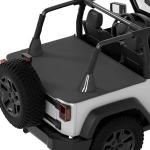 lot 2384 image: JOYTUTUS Tonneau Cover for Wrangler JK 2 Doors, Cargo Trunk Cover Tailgate Cover for 2007-2018 Wrangler JK - Retail $47