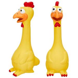 lot 2407 image: Hungdao 1 Pcs Horse Toys Latex Squeaky Squeeze Chicken Squeak Turkey Balls for Play Fake Screaming Chicken Toys for Horses Soccer Ball for Reduce Separation Anxiety Noise Maker (Yellow) - Retail $22