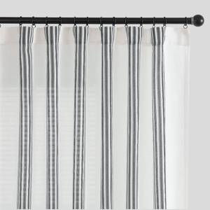 lot 2408 image: jinchan Striped Linen Blend Curtains 108 Inches Long for Living Room Black Stripe Semi Sheer Light Filtering Modern Farmhouse Drapes Bedroom Curtain Set 2 Panels - Retail $43