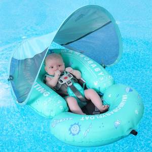 lot 2411 image: HECCEI Mambobaby Baby Pool Floats Hammock with Canopy - Portable Swimming Floating Toys Self-Inflating Water Hammock Pool Raft Floatie Lounger for Baby Summer Lake Beach UPF50, Green&nbsp