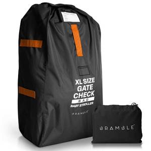 lot 2420 image: Bramble Extra Large Gate Check Stroller Bag for Airplane - Stroller Storage Bag (Black, 47, 600D Oxford Waterproof) - Double Stroller Travel Bag for Airplane, Baby Stroller Cover for Air Travel - Retail $33in