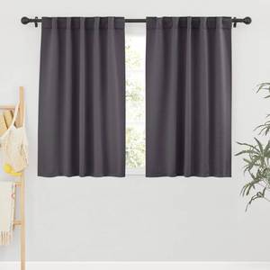 lot 2421 image: RYB HOME Small Window Curtains Blackout, Privacy Thermal Insulating Drapes for Bedroom Bathroom Basement Cafe Classroom Window Decor, W 34 x L 45 inches, Grey, 2 Panels - Retail $24