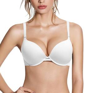 lot 2423 image: Pushlus Push Up Thick Padded Plunge Underwire T Shirt Bra Lift Support for Women Add One Cup 38D White - Retail $33
