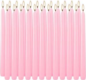 lot 2438 image: YOROXRG 24 Pack Pink Taper Candles, 7-8 Hours Burn Time, Unscented, Smokeless and Dripless, 0.75 x 10 Inch Dinner Candle Set for Household, Wedding, Party and Home Dcor Candlesticks - Retail $20