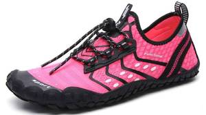 lot 2442 image: UBFEN Water Shoes Aqua Swim Shoes Mens Womens Beach Sports Quick Dry Barefoot for Boating Fishing Diving Surfing Light Pink Color Size US 5 Women 4 Men - Retail $28