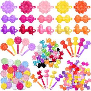 lot 2444 image: Janinka 72 Pieces Self-Hinge Plastic Hair Clips 80s 90s Cartoon Colorful Cute Barrettes and Pins for Toddler Girls (Multicolor, Classic) - Retail $10