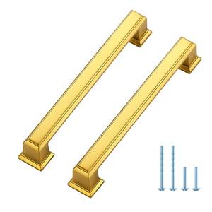 lot 2462 image: Ravinte Hardware 5 Pack Brushed Brass Cabinet Pulls, 5 Inch (128mm) Hole Center Zinc Alloy Drawer Handles for Kitchen Cabinets, Cupboards, Dressers, Square Solid Metal Hardware - Retail $21