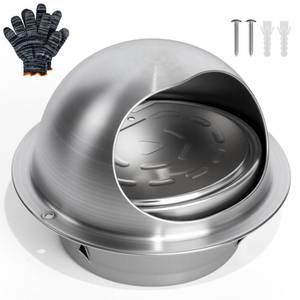 lot 2472 image: TOYIEW 4 inch Dryer Vent Cover Outside, Stainless Steel Round Wall Vent Cover, Dryer Exhaust Vent for BathRoom, Office, Home, Air, Hvac System - Retail $10
