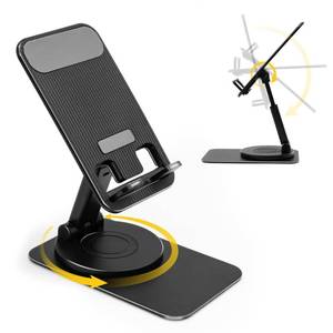 lot 2490 image: SenseAGE Rotatable Cell Phone Stand, Adjustable Folding Cell Phone Stand for Desk, Home Office Mobile Stand, Desktop Phone Holder, Compatible with iPhoneandSmart Phones Accessories (Black) - Retail $10