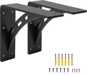 lot 3401 image: PICESA Heavy Duty Shelf Brackets , Metal Mantel Brackets (Set of 2) Fireplace Mantel Brackets - Countertop Support , Max Load 1100 Lbs (9 inch x 7.95 inch) - Retail $45
