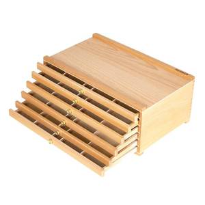lot 3412 image: MEEDEN 6-Drawer Artist Supply Storage Box - Portable Foldable Multi-Function Beech Wood Artist Tool and Brush Storage Box with Compartments and Drawer for Pastels, Pencils, Pens, Brushes, Stamp - Retail $50