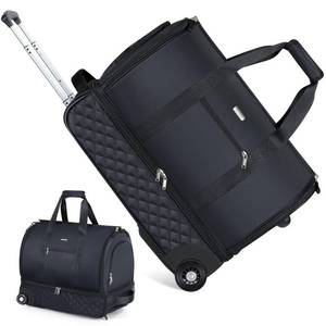 lot 3416 image: Lekeinchi Rolling Garment Bag for Travel - Convertible Duffel Bag with Wheels and Shoes Compartment, Carry on Suit Luggage Bag with Trolley for Business Trip, Wedding, Weekender - Retail $55