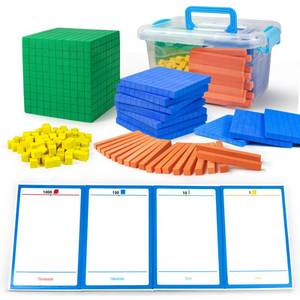 lot 3426 image: Stochastic Box Foam Base Ten Blocks for Place Value, Early Counting, Manipulatives, Counters, Cubes - Kids Math Learning Tool - Retail $23