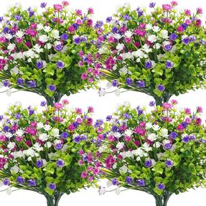 lot 3436 image: WILLBOND 36 Bundles Artificial Flowers Outdoor, UV Resistant Faux Artificial Plants Shrubs Flower Bulk for Hanging Planter Porch Window Home Wedding Spring Summer Decor (Delicate Colors) - Retail $35